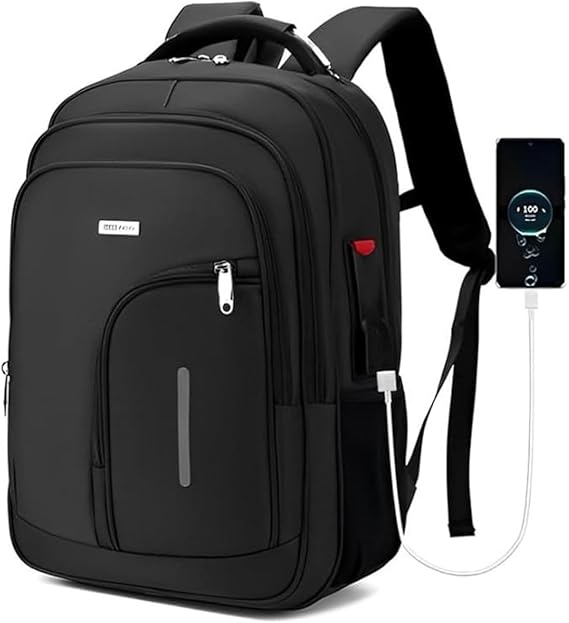 Mochila Masculina Reforçada Executiva Grande Mochila para Notebook Trabalho Viagem Escola com Cabo de Aço Impermeável Antifurto com Saídas USB Fone de Ouvido Unissex