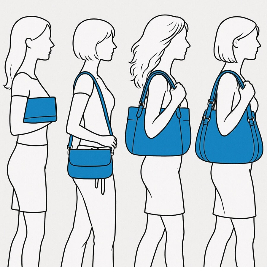 Medir o Tamanho de bolsa para mulheres