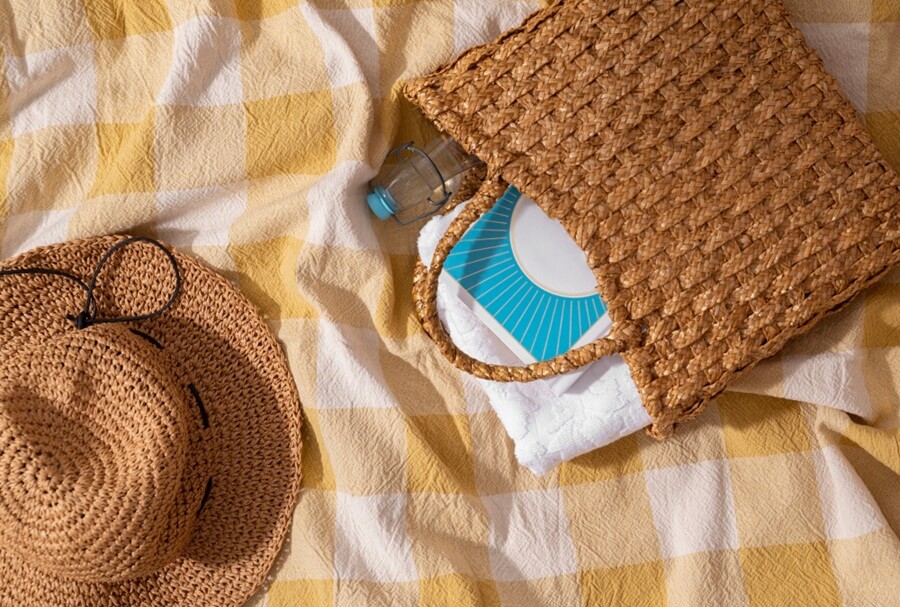 bolsa de praia de palha