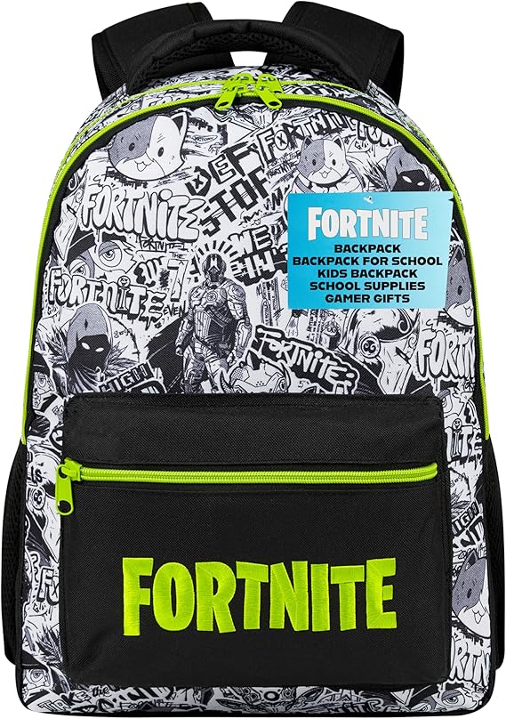 Fortnite Mochila infantil preta cinza